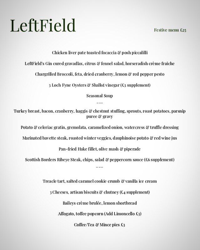 leftfieldEdin's tweet image. Our Festive menu for groups🎄🎄🎄 Call or email for bookings, we’ve got some spaces midweek &amp;amp; lunches. 0131 229 1394

#edinburgh #edinburghbloggers #leftfieldedinburgh #festivegroups #bruntsfield #bruntsfieldlinks
