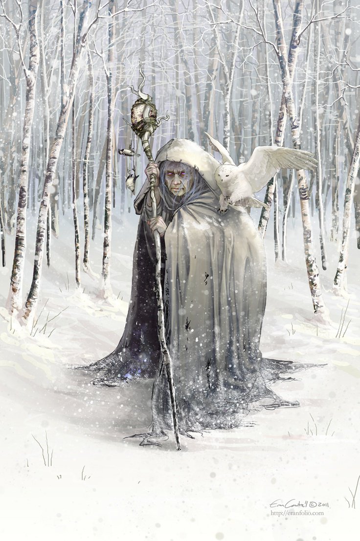 The Cailleach, aka Beira, is the Queen of Winter in Scottish folklore. She's said to have built the Scottish mountains, with Ben Nevis as her throne. Though her reign of fear was undisputed in Winter, in Spring her subjects would rebel against! <a href="/FolkloreThurs/">Folklore Thursday</a> #folklorethursday