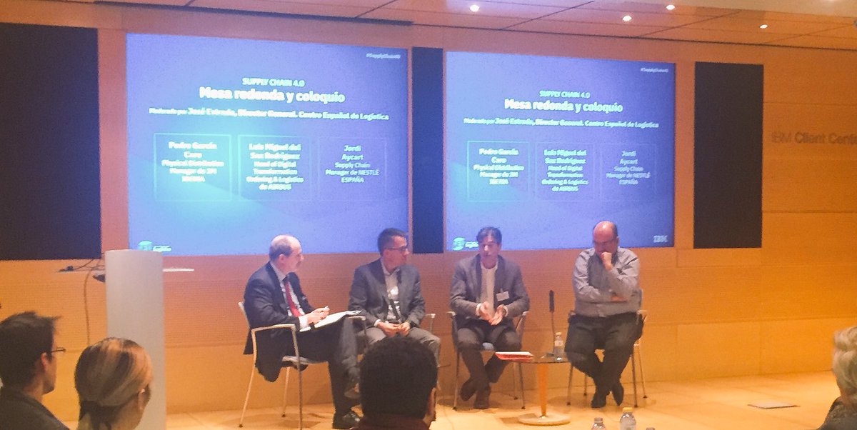 CELlogistica's tweet photo. #Blockchain va a ser fundamental para la Cadena de Suministro y cómo hablaba @olguita1972 terminará adaptándose al tamaño del usuario, comenta Pedro Gª Caro de @3MEspana en la mesa #SupplyChain40 #IBMEs https://t.co/S8arcS40Hp