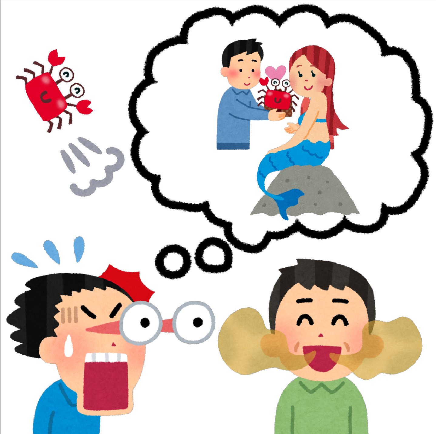 まいチクをいらすとやで再現 Dayukoume 再現難易度 使ったイラスト 7枚 ふきだしのイラスト 逆チョコのイラスト バレンタイン カニのイラスト 人魚のイラスト 口臭のイラスト おじさん 驚いて目が飛び出る人のイラスト 男性 漫符のイラスト 怒っ