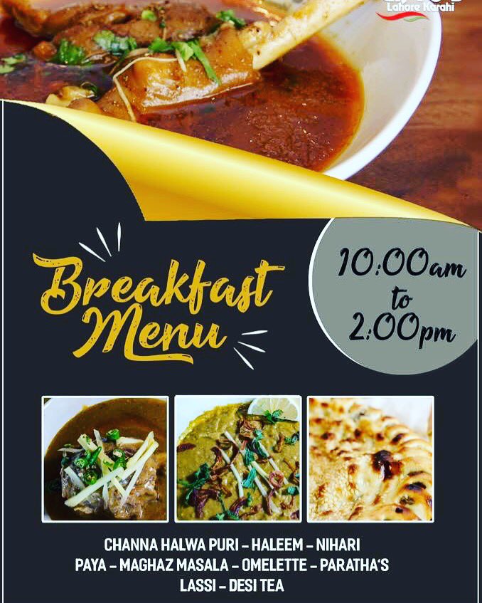 Prepare to feast in desi style, with the finest selection of our traditional breakfast dishes, starting from this Saturday, December 1st.
Breakfast will be served everyday from 10 am to 2 pm!
#desibreakfast #halwapoori #chana #paya #nihari #delicious #saturday #sunday #everday