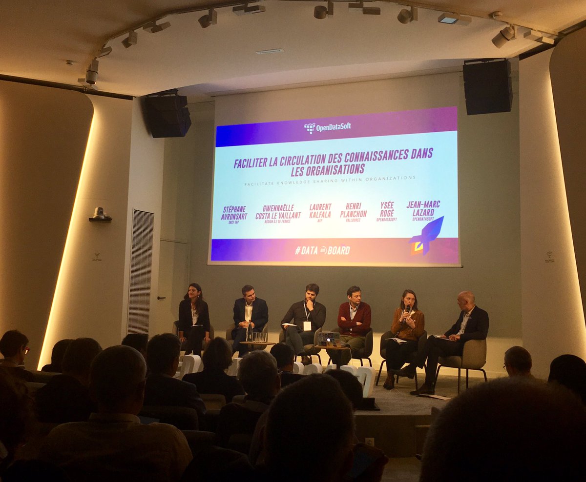 gkerbrat's tweet image. 2ème table ronde #dataonboard organisée par #opendatasoft sur la circulation des connaissances dans les organisations. #tnp partenaire d’ODS.