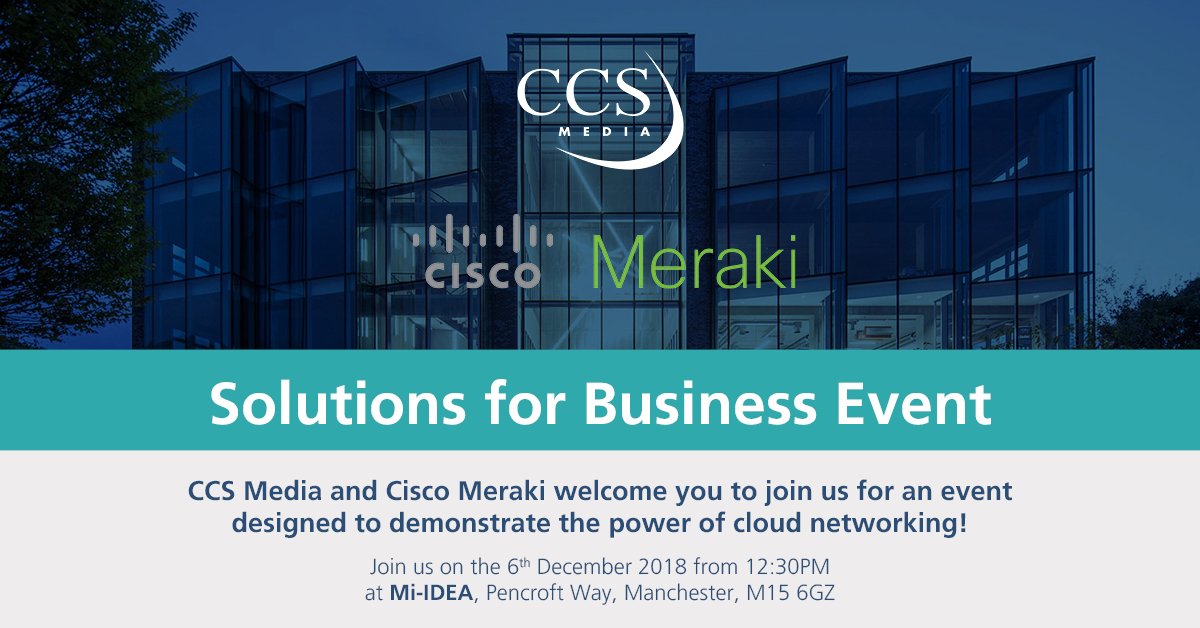 Interested in 100% cloud-managed IT that simply works. Join #CCSMedia and #Cisco on Thursday 6th December for a technology packed afternoon at the Mi-IDEA in Manchester, register your interest here: ow.ly/zZbE30mMthe