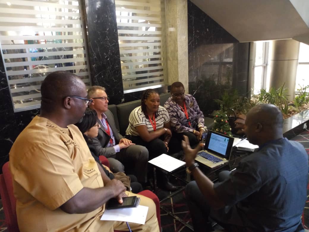 ARC_ESM's tweet photo. #ARC_N Supply Lead Mark Ogbuabo taking part in a discussion with #APICS and the #NSCIP team on the #Nigerian presentation at the #Globalhealth conference in #Lusaka. https://t.co/Wio8S7EqbG