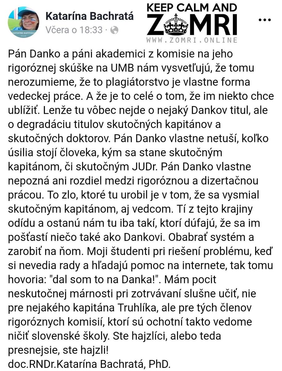 Sajdak1970's tweet image. S Katarínou sa môžete stretnúť vždy tam, kde treba pozdvihnúť hlas za lepšie vzdelávanie, či postaviť sa proti zlu.
Jej #komentár ku kauze AD a #UMB.
#kapitánGranko #dedRigoróz #Plagiátor #Kompilátor #vzdelanie #hodnoty #vzdelávanie #školstvo #KatarínaBachratá #zaSlušnéSlovensko