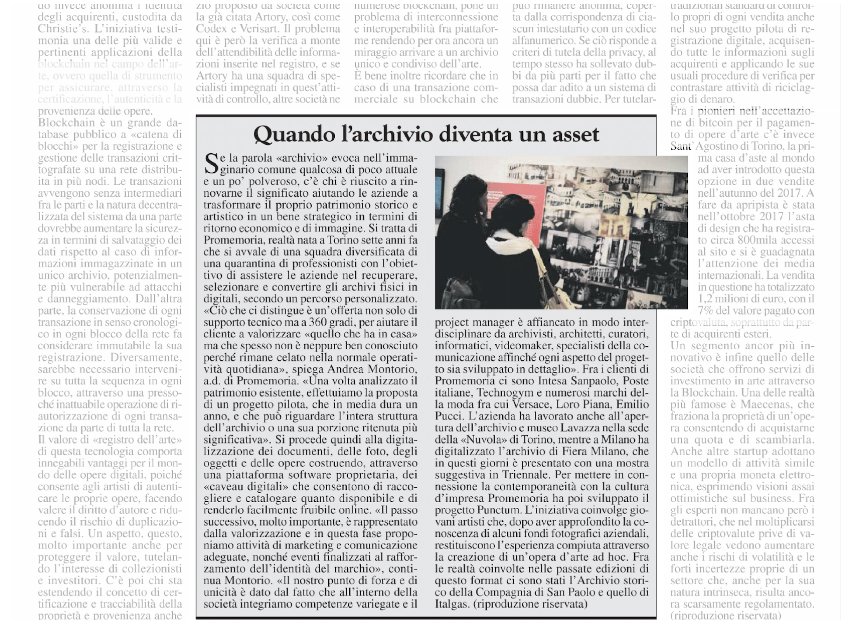 MF Milano Finanza racconta Promemoria all'interno del suo Rapporto Arte.

Leggi l'articolo completo!
bit.ly/MF_social