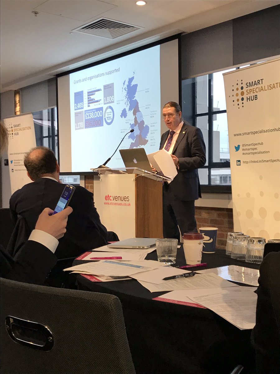 Dean_Cook_71597's tweet photo. @innovateuk @HowardPeartree outlining how our funding supports regions at today’s smart Specialisation Conference @SmartSpecHub #smartspec #smartspecialisation https://t.co/pcGsTcRYHN