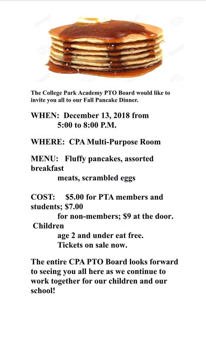 BonnieLawsonMom's tweet image. Breakfast for dinner on December 13! @CPACommunity @CPA_HighSchool @CPAMiddleSchool @CPAProgramcoor1