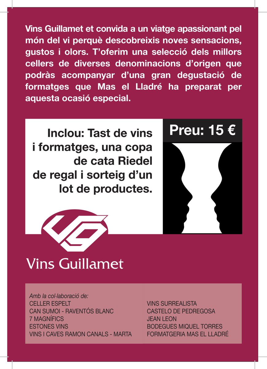SentitsBCN's tweet photo. ✌Apunteu al calendari com a imperdible!
Ens veiem amb els #Surrealista de #SinEtiquetas a @VinsGuillamet ! COME ON!
#topwine #mesqueparaules #karmadedrac #bodega3pueblos #surrealista #instawine #sentitsbarcelona #winelover #vi #vino #vicatala #vicatala #catalanwine https://t.co/WXiJITJHSV