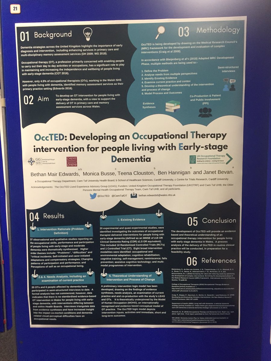 OT for Early-Stage Dementia (@occted) on Twitter photo Really excited to be at <a href="/CwmTaf/">Rocco C. Brito</a> UHB’s R&D Conference today with our poster - results & progress so far! Many thanks to all who have taken part, our Lived Experience Advisory Group, @CwmTafOT’s & our funders UKOTRF <a href="/theRCOT/">Royal College of Occupational Therapists</a> & @CwmTaf_Research Diolch 😀 #BeReaearchActive #valueofOT Really excited to be at <a href="/CwmTaf/">Rocco C. Brito</a> UHB’s R&D Conference today with our poster - results & progress so far! Many thanks to all who have taken part, our Lived Experience Advisory Group, @CwmTafOT’s & our funders UKOTRF <a href="/theRCOT/">Royal College of Occupational Therapists</a> & @CwmTaf_Research Diolch 😀 #BeReaearchActive #valueofOT