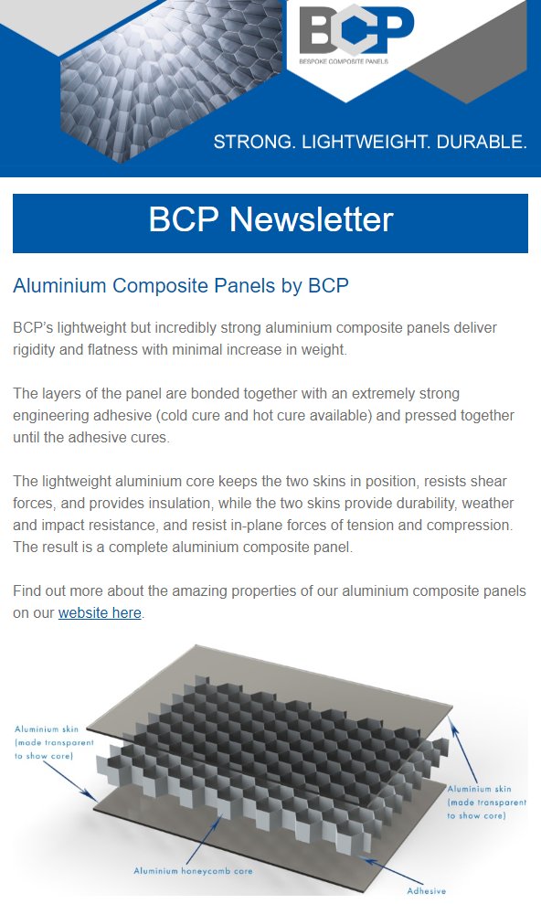 Our latest newsletter is out now. To view it and subscribe click on the link - bit.ly/2E0oqpu #aluminium #compositepanels #composites #architecture #innovativematerials #manufacturing