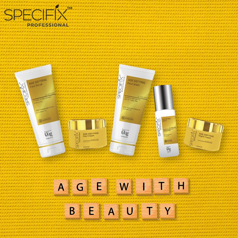 Defy your signs of ageing and be a timeless beauty with our Age Defying Home Care Range. 
Enriched with the goodness of  botanicals like cucumber, aloe vera, grape seed &amp; turmeric, the range offers day &amp; night care products. 
#SpecifixProfessional #SkinCare #SkinCareEssentials