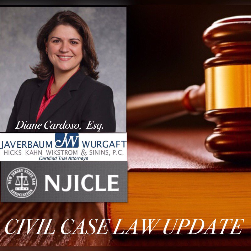 Do you need to satisfy your MCLE requirement? In NJ, 50% can be obtained on-line. Visit ow.ly/MATh30mNQdG to download CIVIL CASE LAW UPDATE, featuring Diane Cardoso, and earn 4.5 credits while learning strategies you can immediately put to use in your current cases.