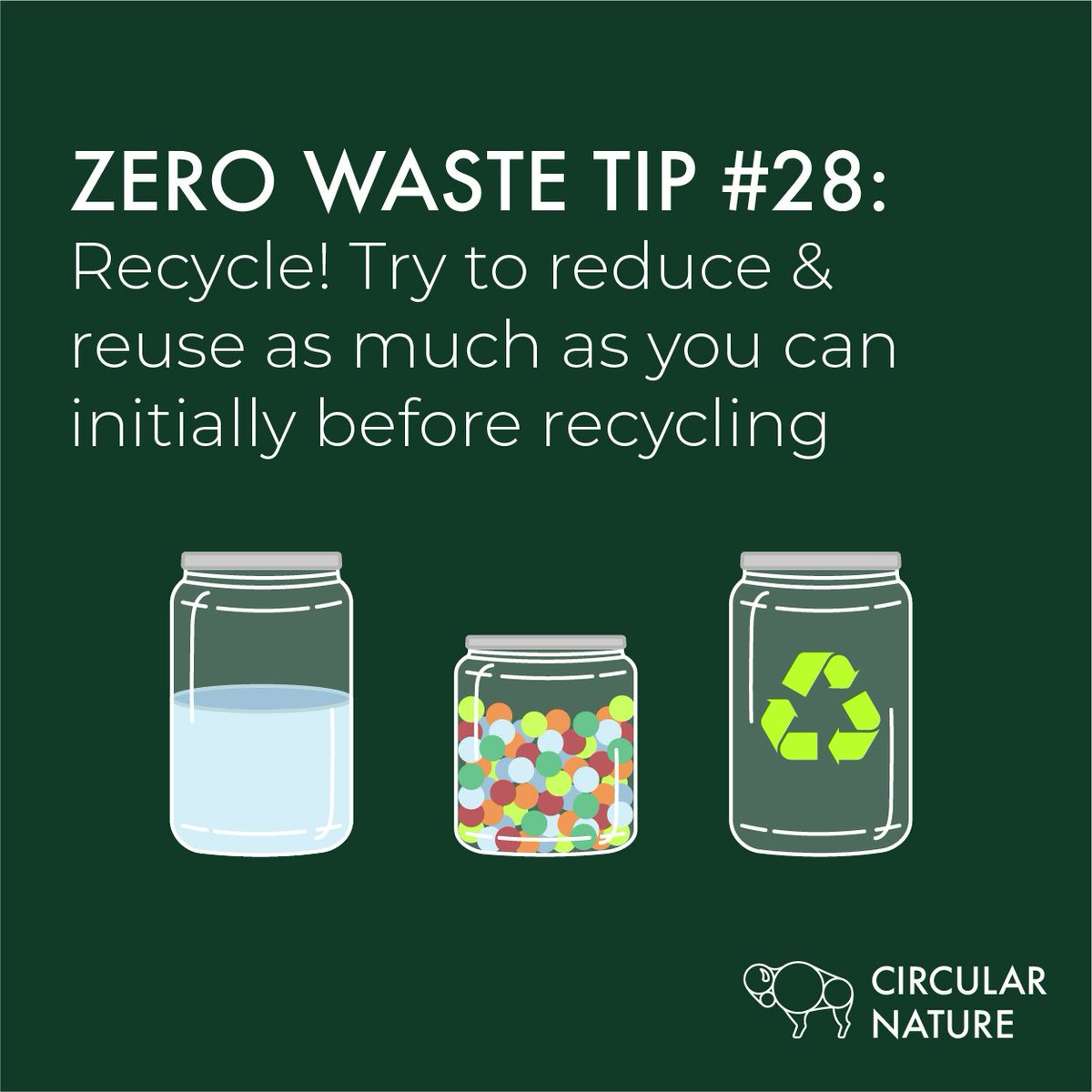 Reduce first, reuse what you can, and recycle everything that remains! Keep recyclable materials out of landfills and incinerators! #circularnature #zerowaste #sustainability #ReduceReuseRecycle #zerowasteliving #zerowastelifestyle #zerowastemovement #wastefree #sustainable