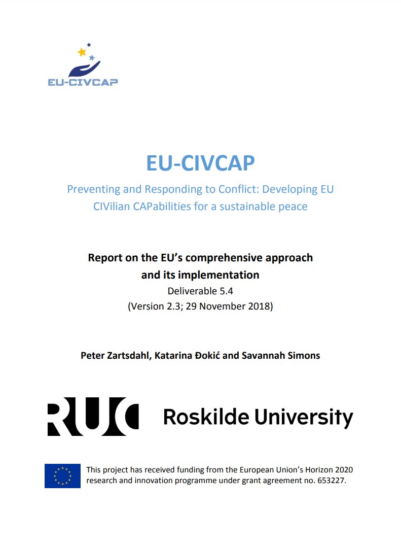 EU-CIVCAP (@eucivcap) on Twitter photo We're pleased to release our #Report on the #EU’s #ComprehensiveApproach and its #implementation, which you can read at: eucivcap.files.wordpress.com/2018/11/eu-civ…
Authors: <a href="/Zartsdahl/">Peter Zartsdahl</a>, <a href="/kolofdjuti/">Katarina Djokic</a> & <a href="/Savsims/">Savannah Sims</a>
#WesternBalkans #HornofAfrica #IntegratedApproach #ConflictPrevention #Peacebuilding #CSDP We're pleased to release our #Report on the #EU’s #ComprehensiveApproach and its #implementation, which you can read at: eucivcap.files.wordpress.com/2018/11/eu-civ…
Authors: <a href="/Zartsdahl/">Peter Zartsdahl</a>, <a href="/kolofdjuti/">Katarina Djokic</a> & <a href="/Savsims/">Savannah Sims</a>
#WesternBalkans #HornofAfrica #IntegratedApproach #ConflictPrevention #Peacebuilding #CSDP