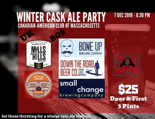 Time to party! A Winter Cask Ale Party featuring cask ales from the UK and several local breweries will be held Dec. 7th in #Watertown - Get More Details and Tickets Here: bit.ly/2TWdVsb