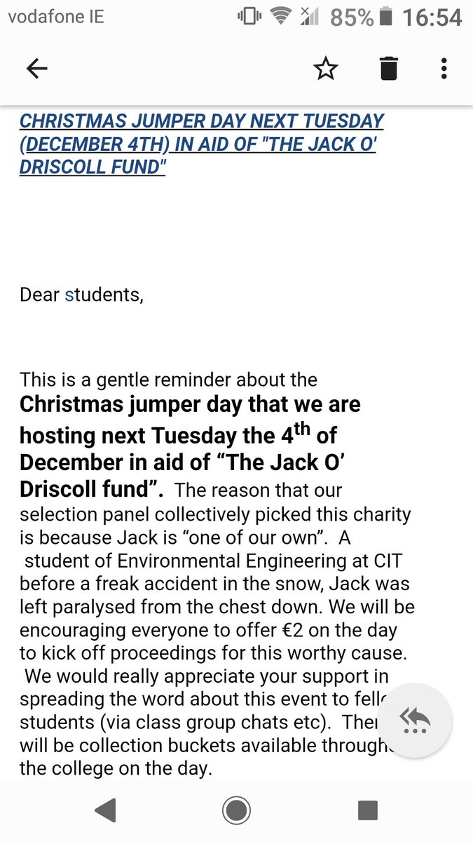 Looking forward to this next Tuesday, in aid of the <a href="/jack_fund/">The Jack O’Driscoll Fund</a> 😍
🌟Calling all <a href="/CIT_ie/">CIT is now MTU - Munster Technological University</a> students🌟 make sure to wear your Christmas jumpers for a worthy cause 🎄 #TheJackODriscollFund