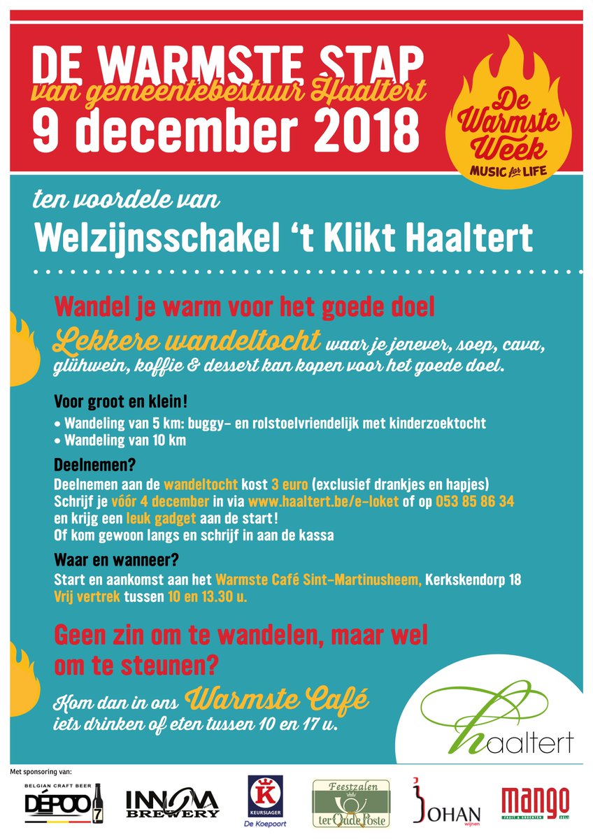 Op zondag 9 december stapt #Haaltert voor het #goededoel! Stap mee of kom iets drinken of eten in ons Warmste Café.
haaltert.be/nieuwsdetail.a…