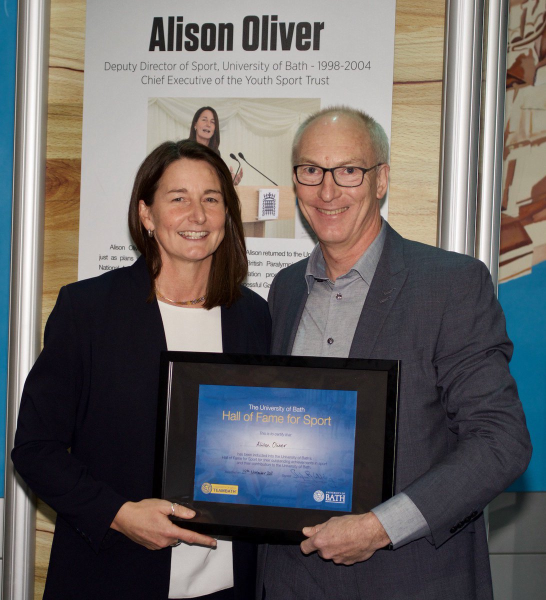 Today it was our great pleasure to welcome former Deputy Director of Sport @AliOliverYST back to the inspirational Sports Training Village that she helped establish to induct her into the @UniofBath Hall of Fame for Sport 👏 teambath.com/2018/11/29/ali…