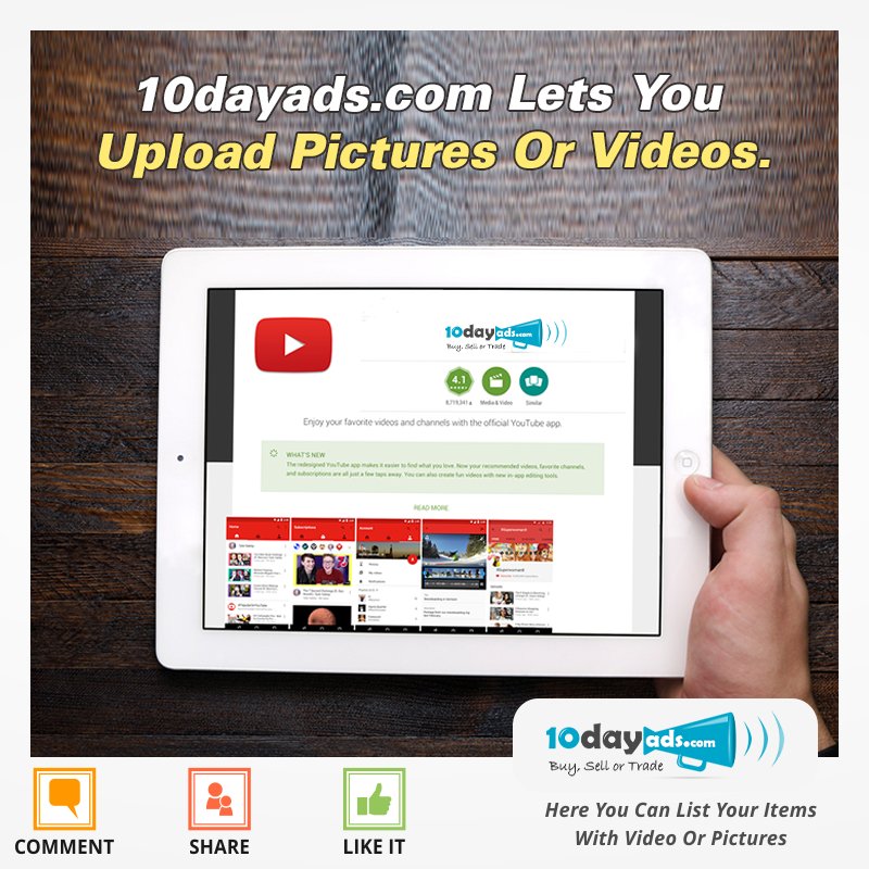 tendayads's tweet photo. Posting Video Ads doesn't require you to get training. Online Video Ad is as easy to post as text ad. Start posting at 10dayads. https://t.co/rAANYRfhyb

#10dayads #OnlineVideoAds #VideoAds #OnlineAdvertising #LocalClassifieds #ClassifiedWebsites #BuySellTradeWebsites https://t.co/ZoZGew8tMw