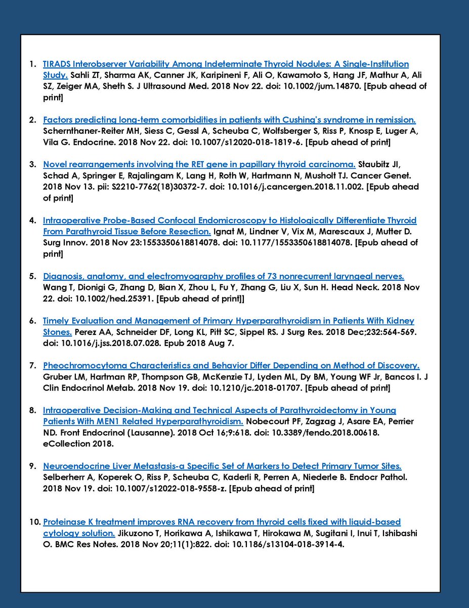 American Association Of Endocrine Surgeons New Endocrinology And Endocrine Surgery Related Articles Available On Line Or In Print From The Week Of 11 25 18 12 1 18 Check Them Out Theaace Ataleadership Amthyroidassn