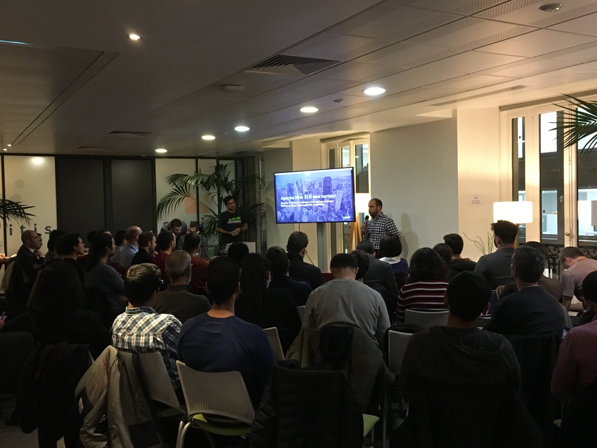 Meritis's tweet photo. Thanks again @thejasn for presenting @ApacheHive 3 this tuesday night at Meritis! We really enjoyed to welcome you and @ahadjidj (@HortonworksFR). 
#meetup #Apache #ApacheKafka #hive #druid https://t.co/iRAqmYCBOW