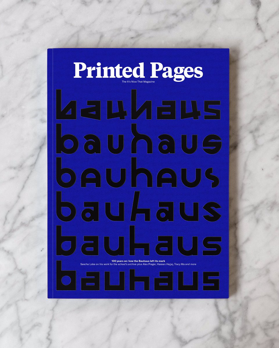 pentagram's tweet photo. Celebrating 100 years of Bauhaus, @itsnicethat Printed Pages AW18 delves deep into its long-lasting legacy with Pentagram partner @SaschaLobe, who has designed the cover and a limited edition poster for the issue. https://t.co/ZUSA0L2KQw