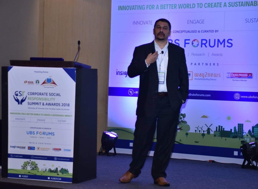 MehulKothare's tweet photo. Glad to be invited as speaker at the #CSR Summit and Awards organised for #UBSFORUMS. Shared my views on importance of #HR to drive various #CSR interventions and more on effective #employeeengagement and  #volunteering programs. #UBSFCSR https://t.co/T77IkB4f6A