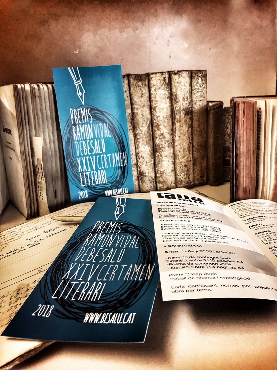 T'agrada llegir?
Segur que tens moltes històries per explicar!
Perquè no les 🖋️?
Anima't i participa al XXIV Certamen Literari Premis Ramon Vidal de #Besalú
 📆Tens temps fins el 21 Des. 
Bases: ow.ly/rPu630mNPQy
<a href="/lluisguino/">Lluís Guinó Subirós</a> <a href="/jsurina/">Jordon Surina</a> <a href="/MBalateu/">Mercè Balateu Sarola</a> <a href="/cultura_cat/">Cultura</a> <a href="/LauraBorras/">Laura Borràs 🎗</a>