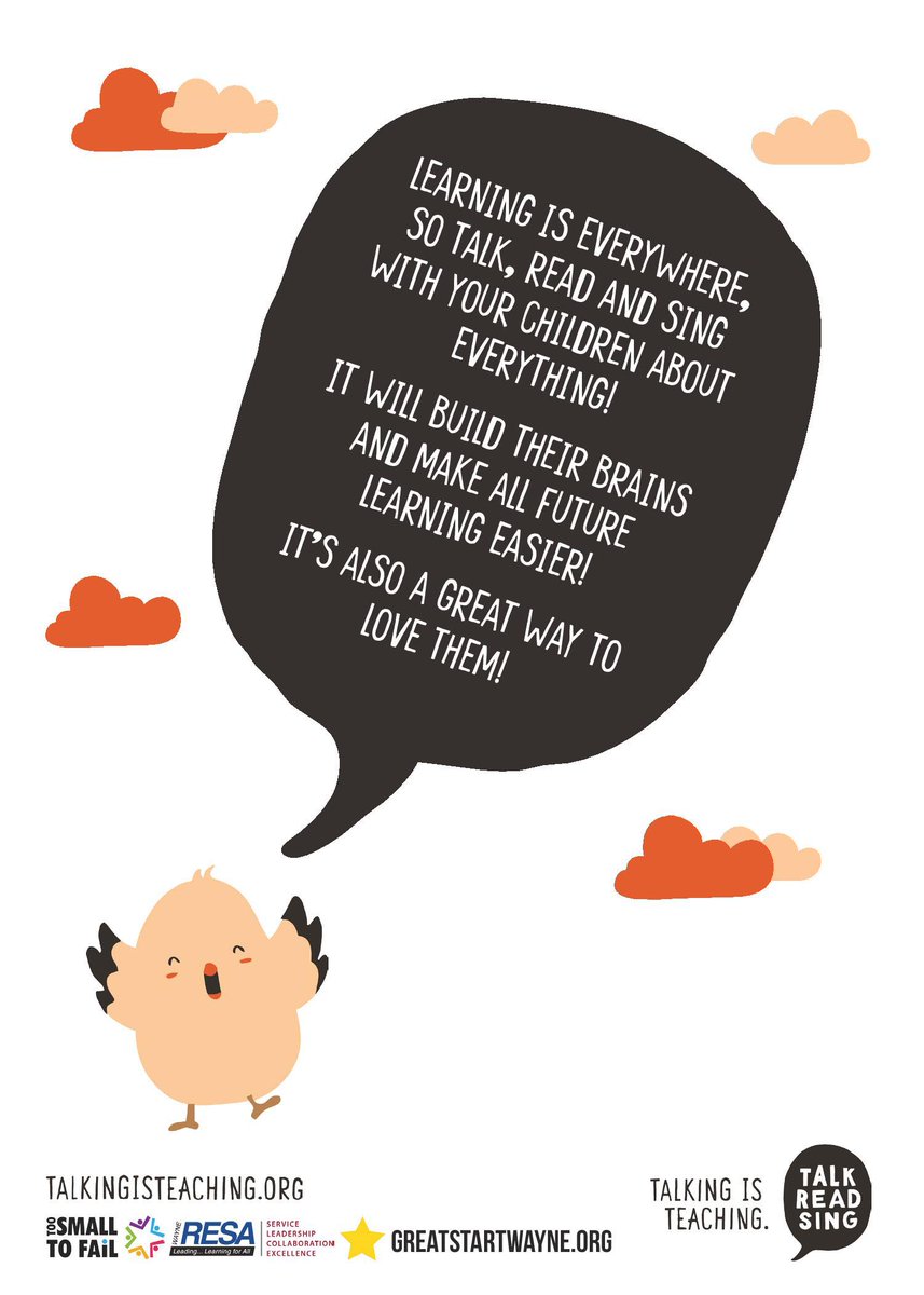 GreatStartWayne's tweet photo. Talk, Read and Sing with your child everyday! It builds their brains and makes future learning easier.
πππ΅
#talkingisteaching #babiesneedwords #talkreadsing #greatstartwayne https://t.co/wuy1aWyjg6