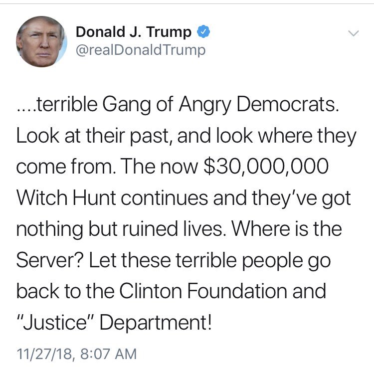 JenniferJJacobs's tweet photo. The cost of the “witch hunt” — Mueller investigation — has apparently jumped $10 million since yesterday. https://t.co/ex0KZKAyLy