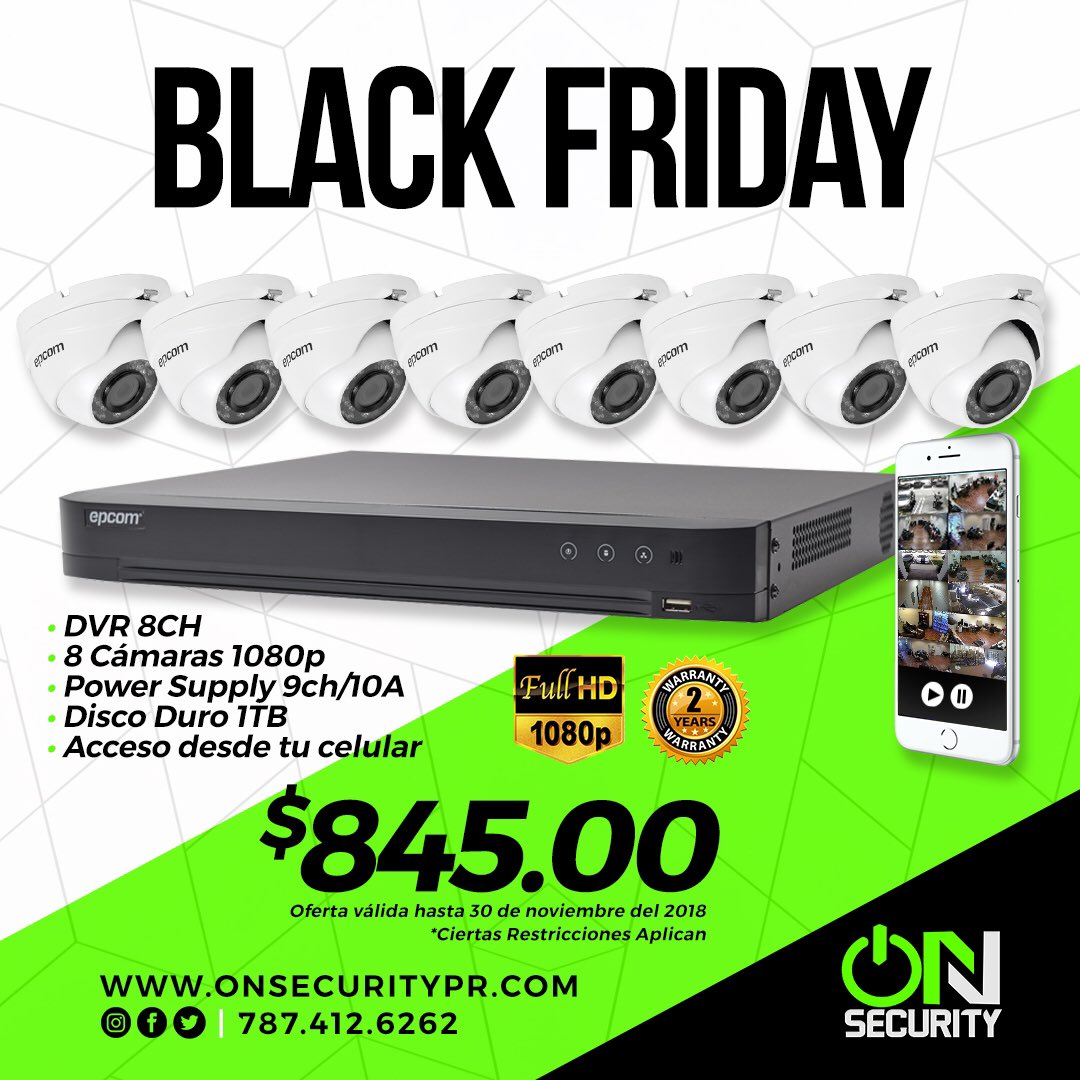 onsecuritypr's tweet photo. 🚨ATENCIÓN SOLO QUEDAN 2 DIAS!!!! 🚨 Aprovecha Nuestra GRAN OFERTA DEL “BLACK FRIDAY” ⚫️🏁 Combos de 4 o 8 Cámaras .
0 Pagos Mensual.
0 Contratos
* Monitorea tu Hogar desde tu celular📱 en cualquier parte del 🌎
Llama ahora al 787.412.6262.
* Ciertas restricciones aplican https://t.co/HL6jPRqgOb