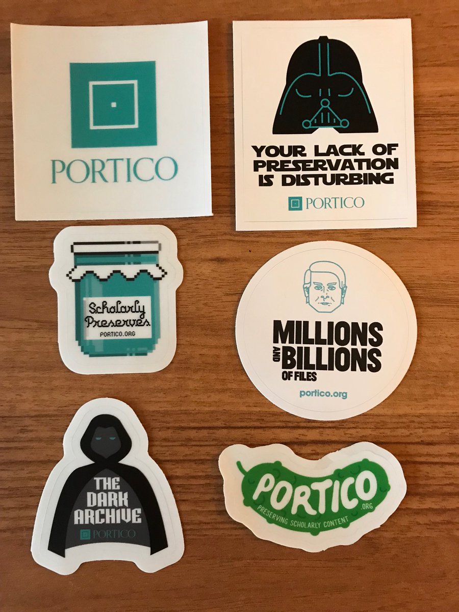 Just in time for #WDPD2018 #dpa2018  new ⁦@Portico_Digital⁩      Stickers by ⁦@ITHAKA_org⁩ ‘s ⁦@DesignLiza⁩