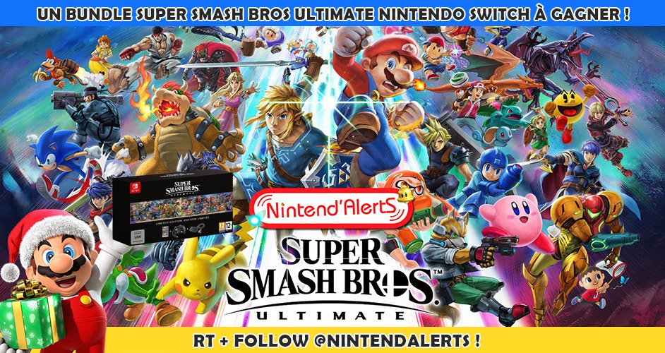 AlertEtGo's tweet photo. Calendrier de l'avent 2018 : Un Bundle Super Smash Bros. à gagner ! Fin le 07/12/18 ! 
Follow @nintendalerts + RT ce Tweet !
N'hésitez pas à nous suivre également sur Facebook et Instagram pour ne rater aucun concours et aucune info !
Résumé des préco ► https://t.co/jtaLq13qVm https://t.co/zpC2roQnrp