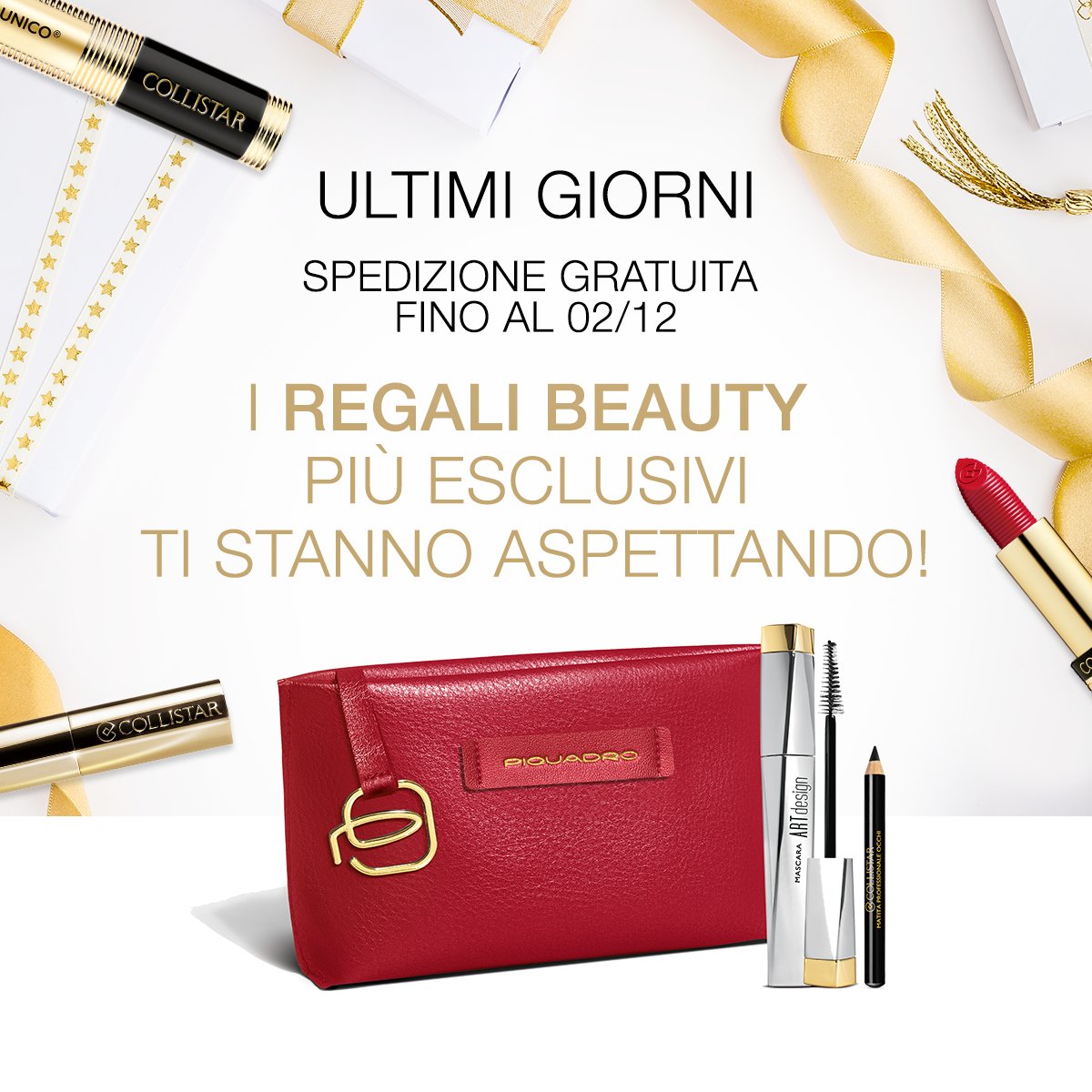 CollistarBeauty's tweet photo. Approfitta della SPEDIZIONE GRATUITA e acquista i regali beauty più esclusivi su https://t.co/Hqow9zZbY2! Scoprili tutti e... buono shopping #CollistarLovers! 🎁🎄 https://t.co/E1V8NhYdKT