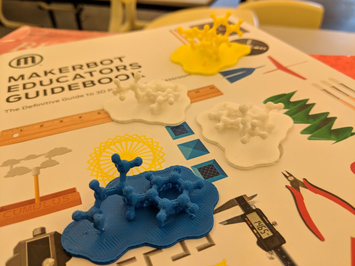 METechTeam's tweet photo. Look what happens when you let a STEM teacher and a CHEM teacher collaborate.  You get 3D printing molecules.  Anyone recognize these? @MEbioteacher @MERHS_Principal #letthekidsplay #lifelongkindergarten #3d https://t.co/Jo8BqX2stK