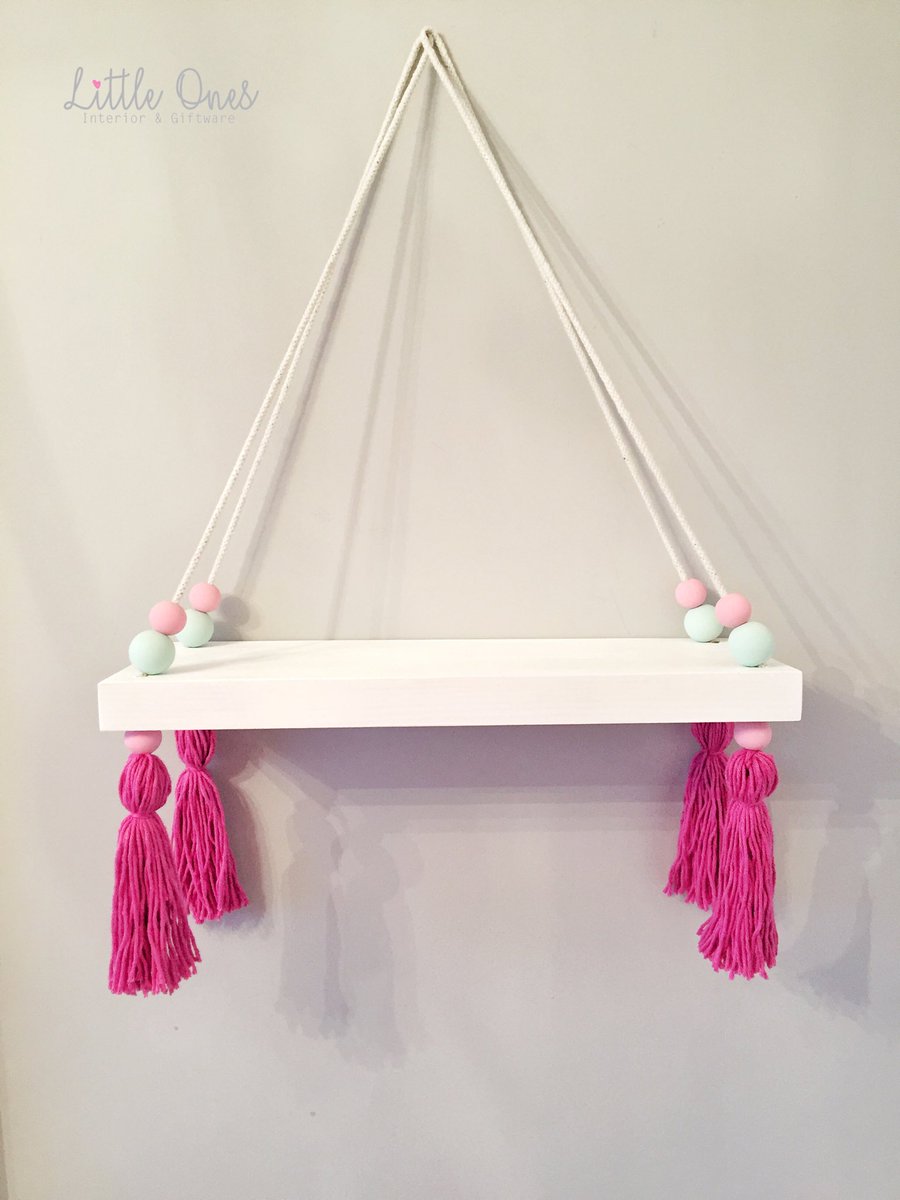 Sharing one of our most recent #handmade nursery swing shelfs, did you know they can be hand painted in a variety of colours? What do you think to this NEW colour combo?
.
Available on both our #etsyshop & website➡️littleones-uk.com
.
#nurserydecor #handmadeshelf #shopsmall