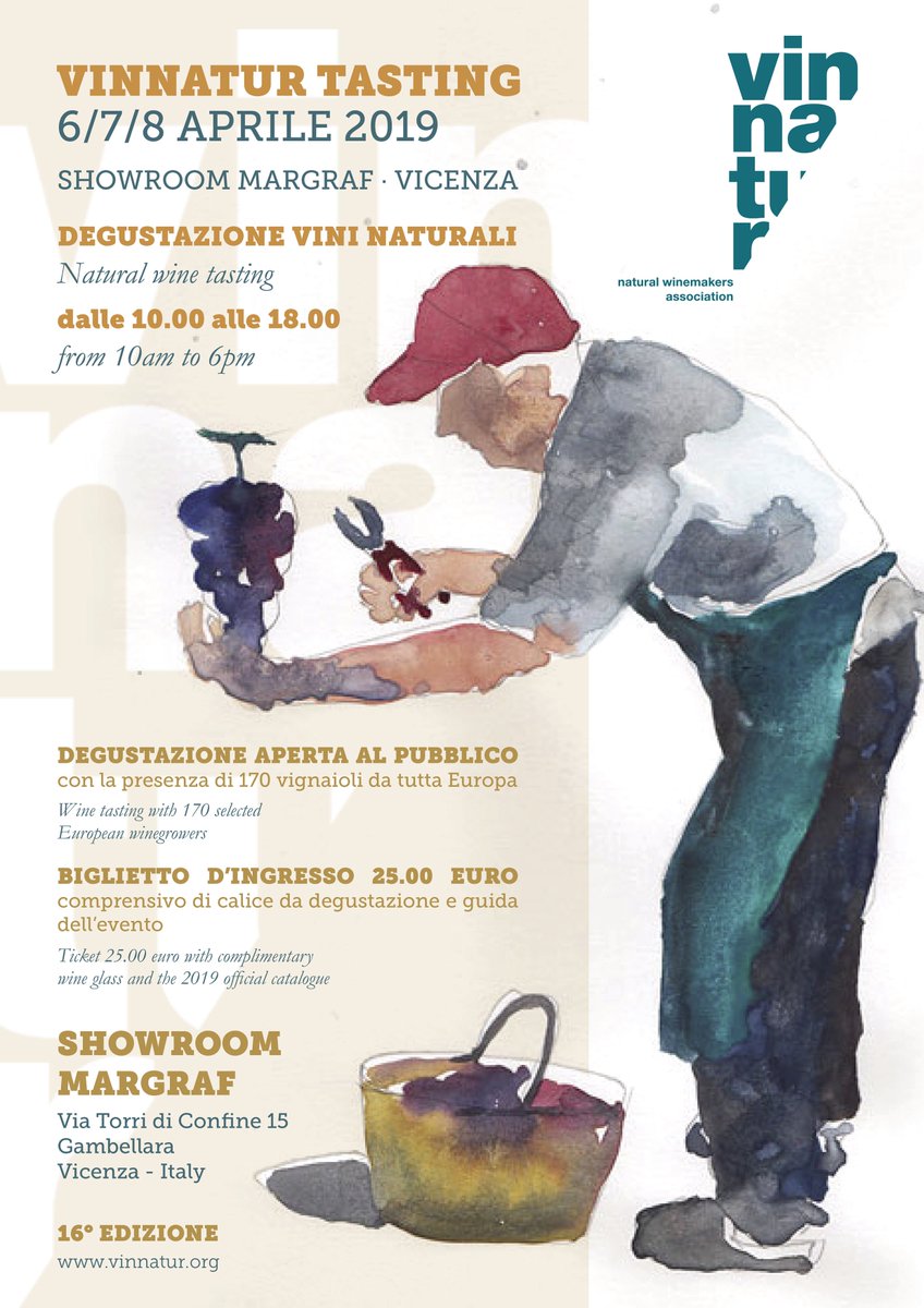 DAL 6 ALL'8 APRILE VI ASPETTIAMO A VINNATUR TASTING 2019🍷
Nuova sede, nuovo nome, nuova grafica, ma sempre la stessa identica passione per il vino naturale. Grazie a Giulia Perin per aver disegnato l'immagine che ci accompagnerà in questa nuova edizione.

bit.ly/Vinnatur-Tasti…