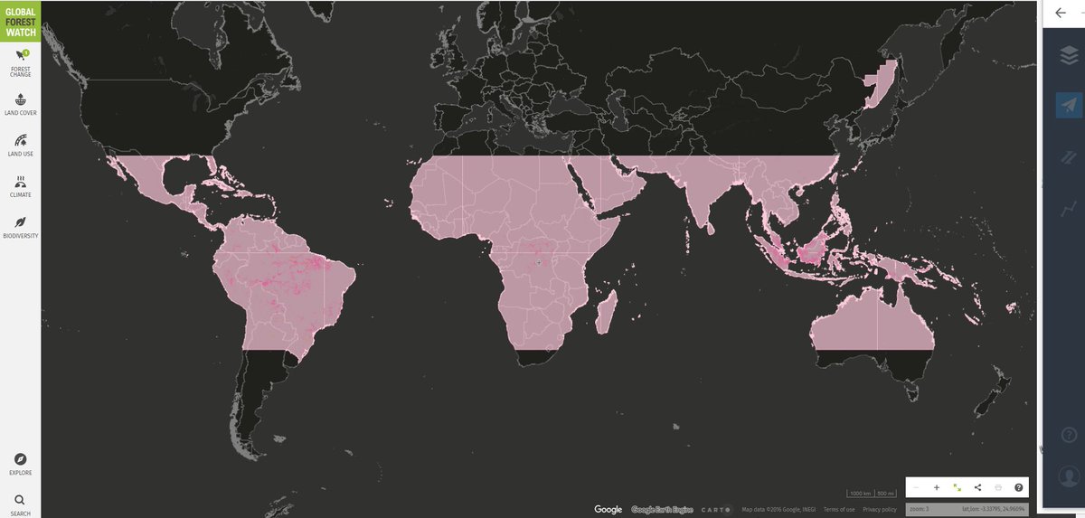 globalforests's tweet photo. #GLAD alerts show near real time updates on tree cover loss for the entire #tropical region. Explore GLAD on the new #GFW map.  https://t.co/iqRXr450Tf https://t.co/S6cRRnRhxA