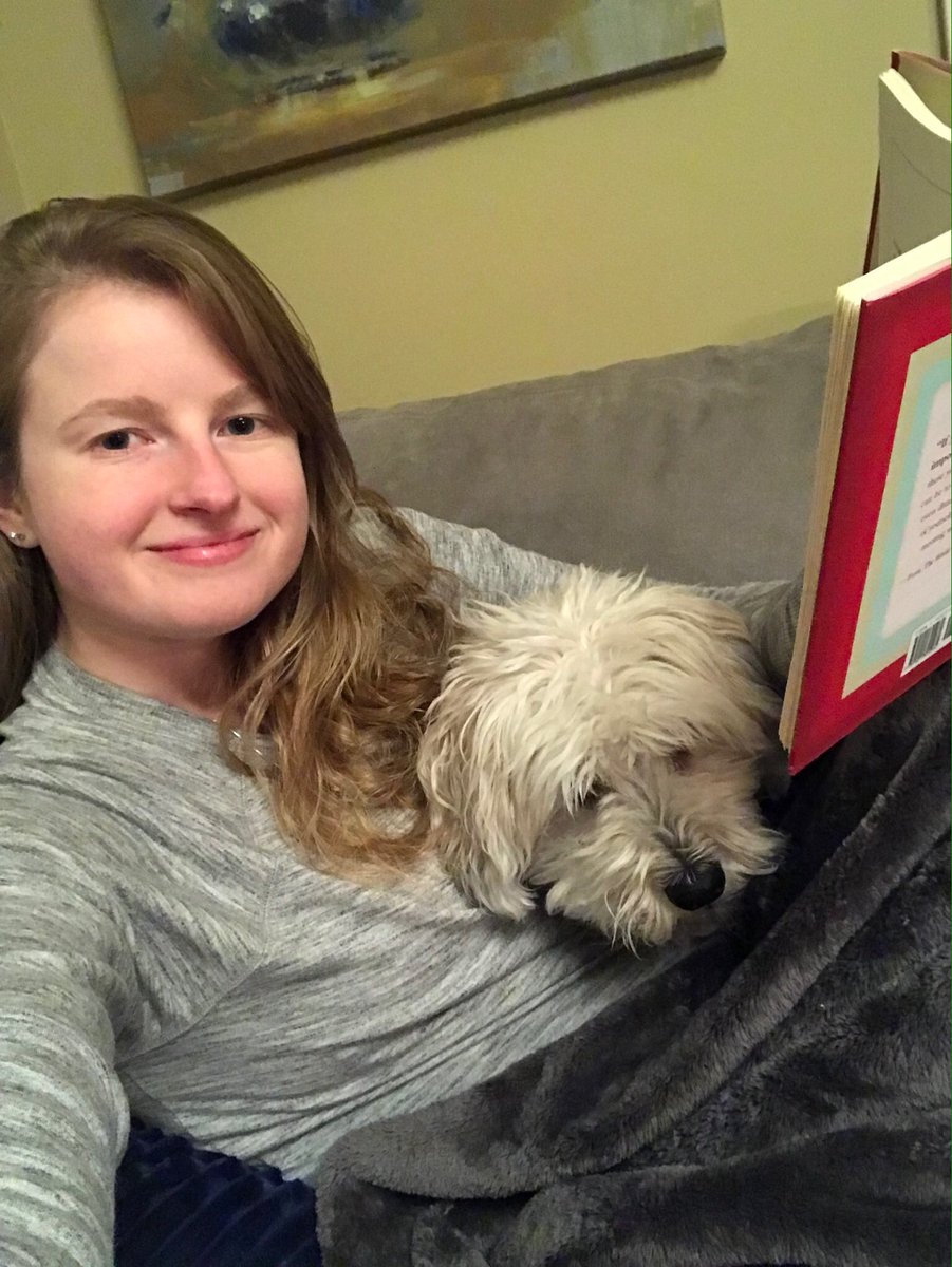 1OBrookForest's tweet photo. There's nothing better than a good book and a good puppy snuggle before bed! #D53reads https://t.co/LRideekKom