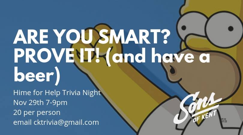 Country929's tweet image. Prove how smart you are by stopping by @sonsofkent TONIGHT for @HimeForHelp Trivia Night! 7-9pm... only $20 a person! #ckont
