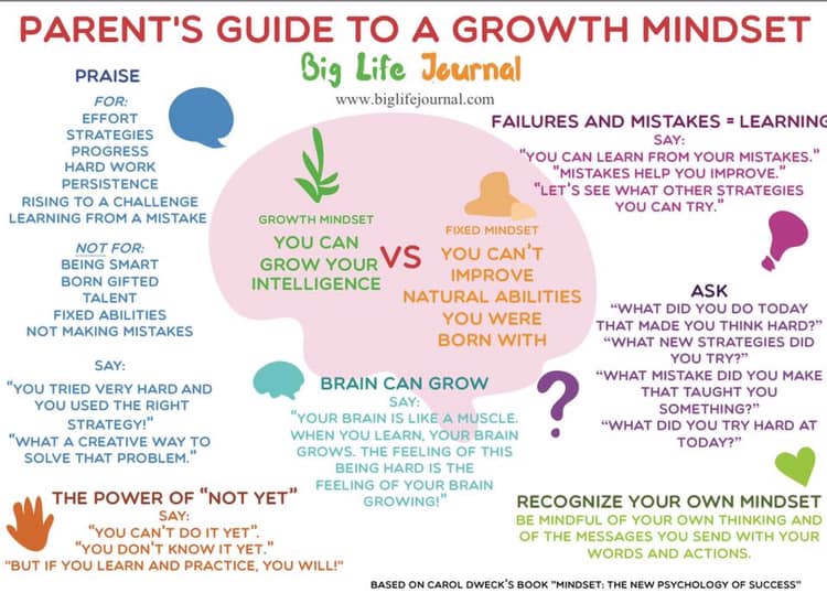 Being a parent can be hard! You may wonder if you are saying the "right things” to help your child succeed. Check out this helpful infographic to learn about how to foster a #growthmindset in your students.