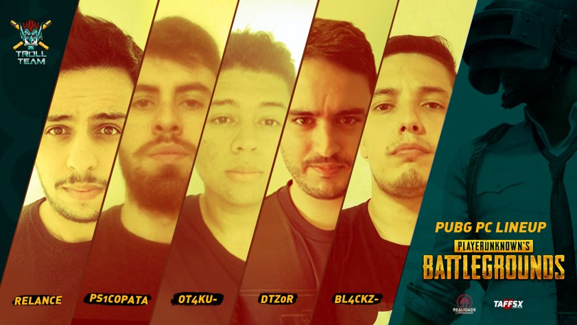 trollteamsports's tweet photo. É com muito orgulho que apresentamos nossa lineup masculina de #PUBG! Sejam bem vindos a família da Troll Team! 😎    

Lineup Masculina:  
bl4ckz- / @bl4ckzFPS (capitão)
dTz0r / @dtz0r1
ps1copata / @ps1copata1
RelaNce
Ot4ku-

#GoTroll #TrollTeam #RealidadeAmericana https://t.co/LNSoNHQrDn