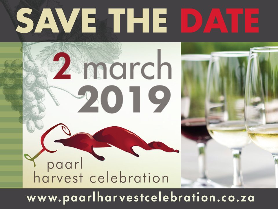 We'll be celebrating the new harvest on the 2nd of March 2019. Write it down in your diary, put it up on your wall or get it tattooed on your arm - you don't want to miss this one! #paarlharvestcelebration2019 Visit Paarl