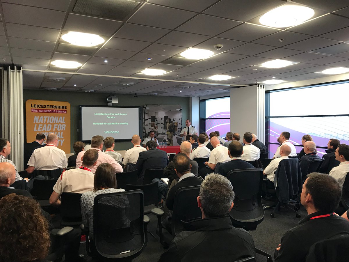 LeicsFireRescue's tweet image. This morning we held a #VirtualReality workshop and demonstration for our fire colleagues across the country. As the national lead for #VR we aim to work together to further enhance our #TrainingForTheFuture #WorkingTogether @NFCC_FireChiefs