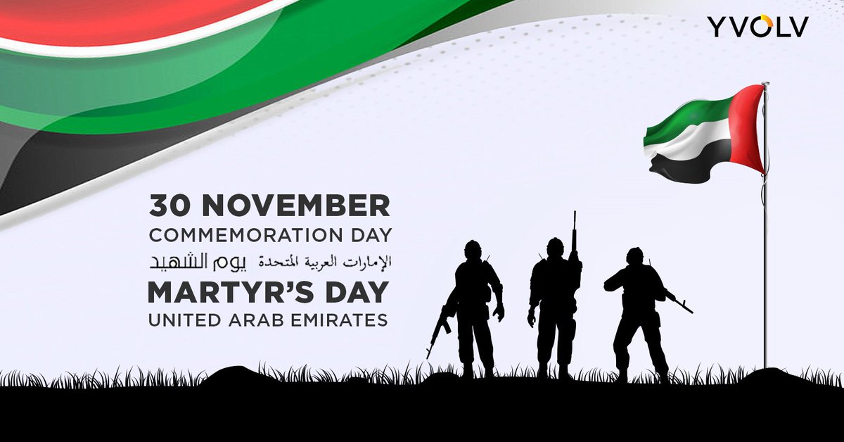 YVOLV's tweet photo. Remembering all the Emirati martyrs who sacrificed their lives for the common good and safety of people. The yesterday’s heroes for today’s peace and happiness.

#YVOLV #UAECommemorationDay #CommemorationDay
#UAE #NeverForgotten https://t.co/DdMy55xKNE