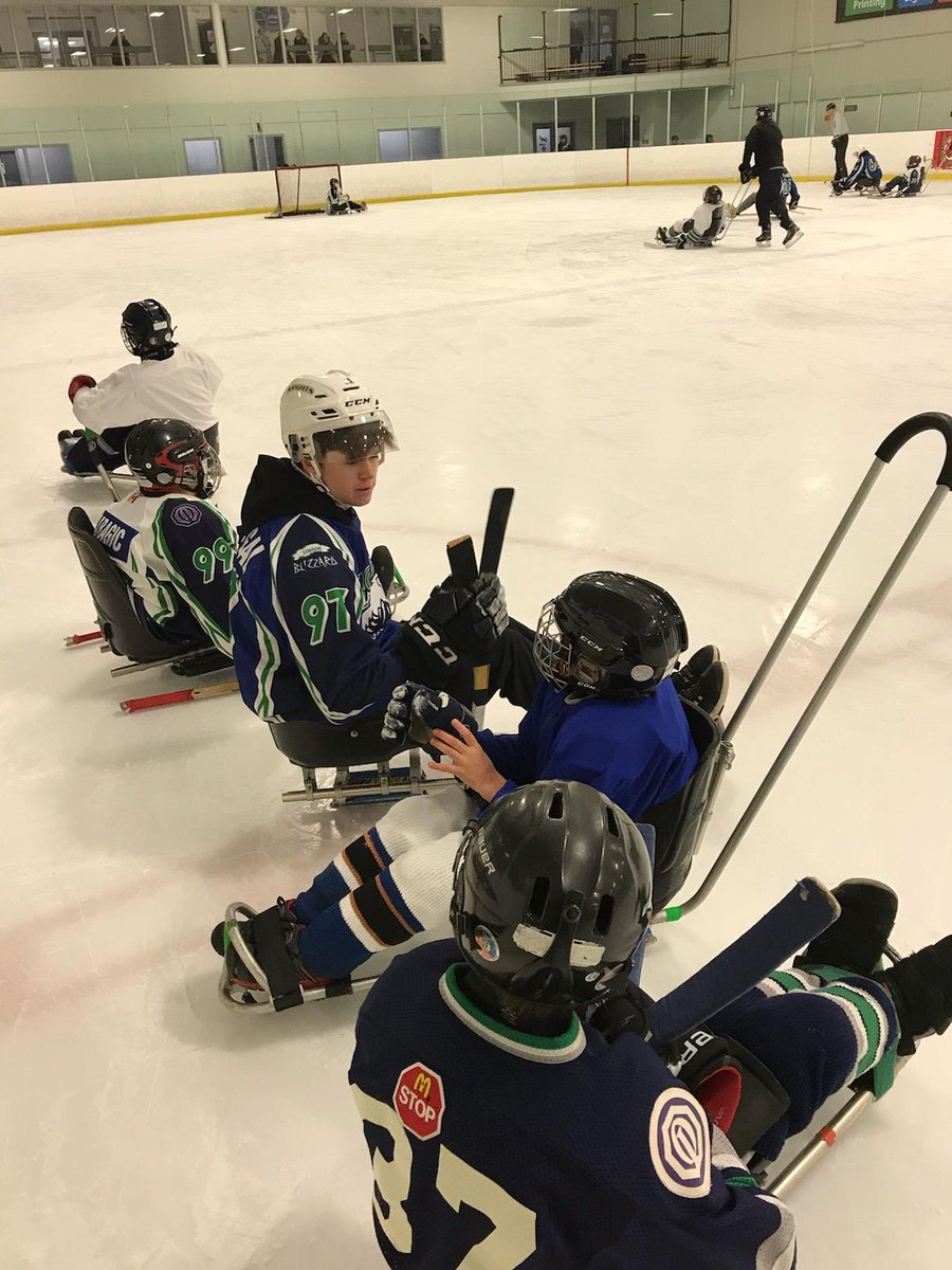Big smiles when the <a href="/GoLondonKnights/">London Knights</a> show up to practice with the <a href="/LondonBlizzard/">London Blizzard Sledge Hockey</a>