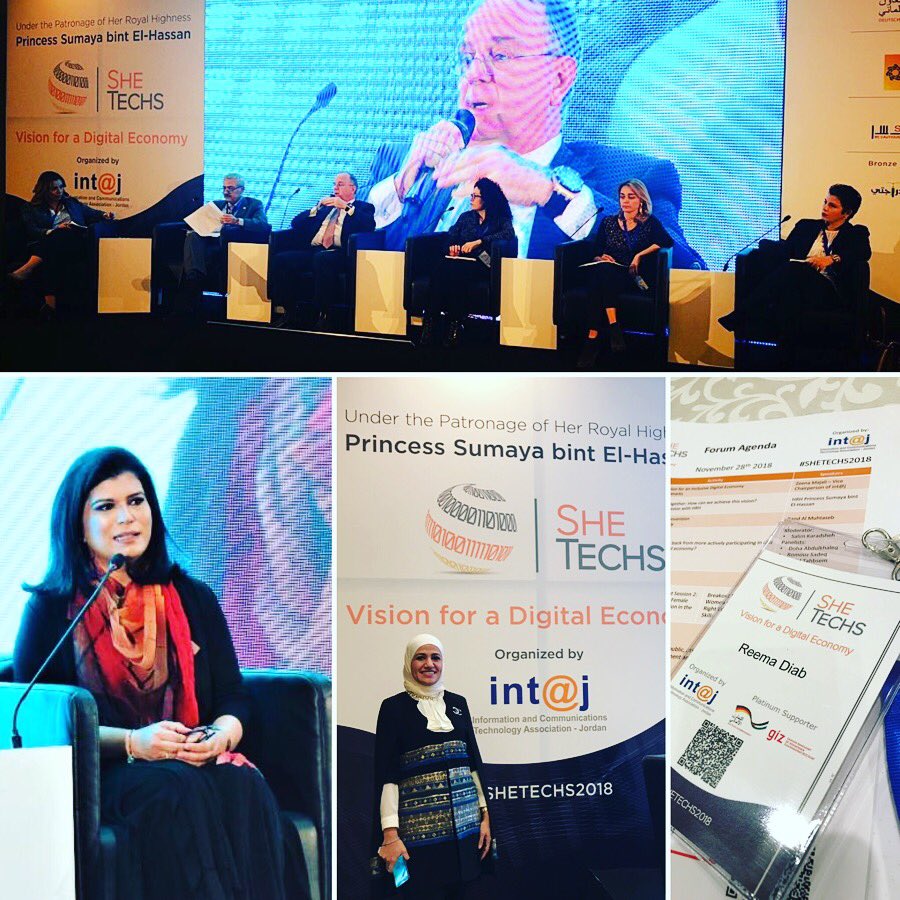 ReemoDiab's tweet photo. #SHETECHS2018 
💡الأميرة سميةالحسن لفتت الى ضرورة إنشاء و تربية جيل متساوي
💡ايجاد حلول لزيادة فرص مشاركة المرأة
💡دور مخرجات التعليم لسوق العمل
💡المجتمع له دور أساسي
💡وزير العمل اكد ان العديد من التعديلات في قانون العمل تصب في مصلحة المرأة .@intajICTJO @giz_gmbh @NidalBitar https://t.co/6eDXdp38k5