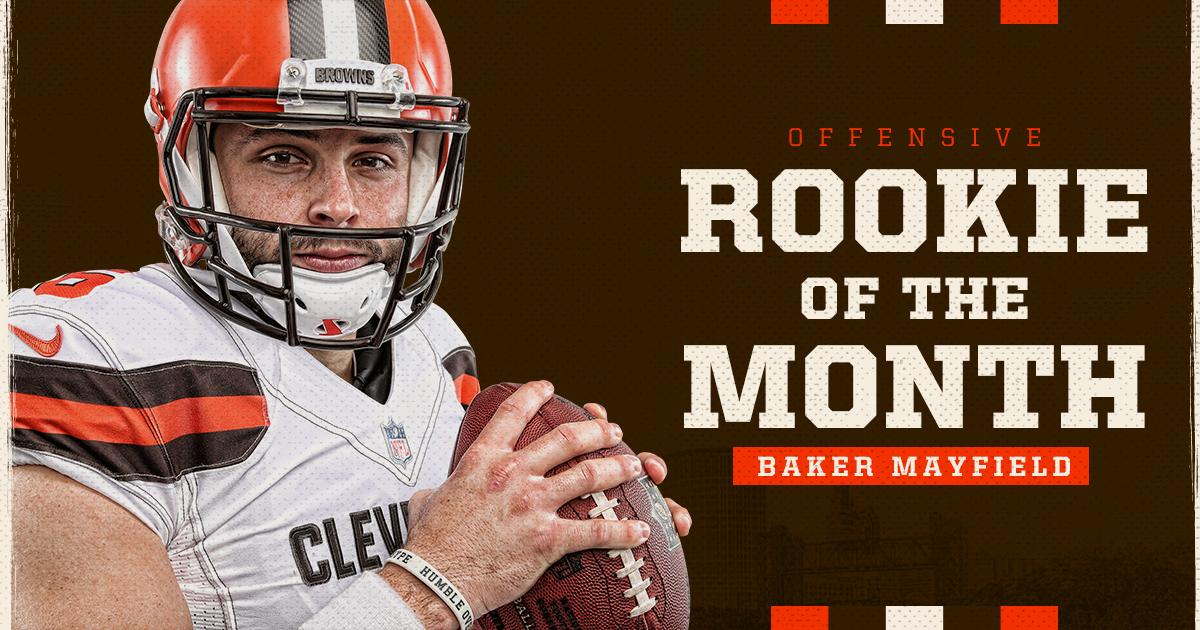 🚨 QB <a href="/bakermayfield/">Baker Mayfield</a> has won <a href="/NFL/">NFL</a> Offensive Rookie of the MONTH! 🚨

RT to congratulate Baker!