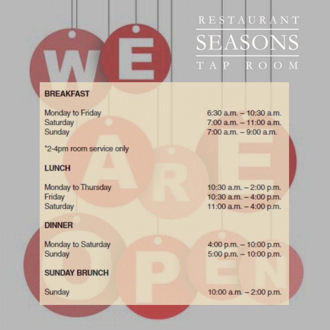 Start your day with a sumptuous country breakfast, impress clients with an impeccable business luncheon, tantalize your taste buds with an incredible gourmet dinner, and impress your family with our lavish Sunday brunch!
seasonsrestaurantavon.com 
 
#eat #breakfast #lunch #dinner